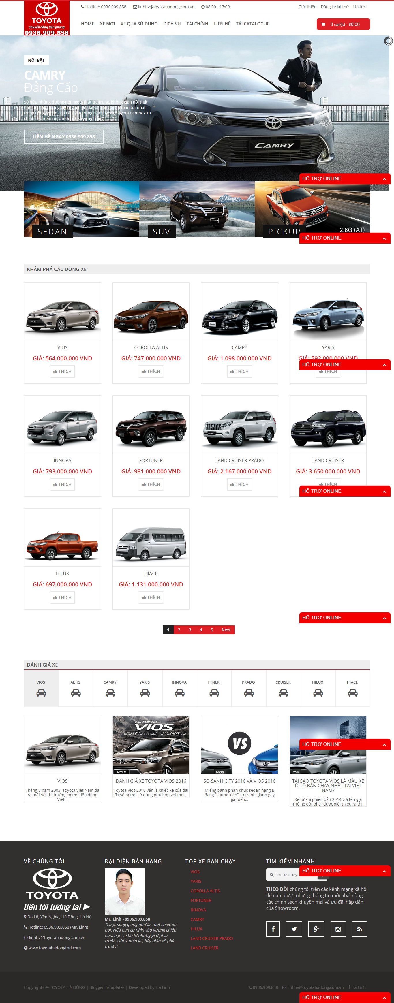 Thiết kế website TOYOTA Hà Đông đẹp, chuyên nghiệp chuẩn SEO